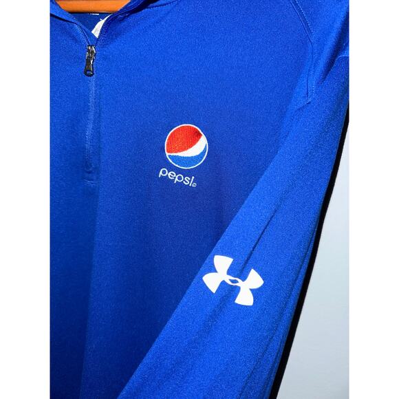Under Armour Pepsi Blue 1/4 Zip Pullover 2XL HeatGear Long Sleeve - Picture 2 of 7
